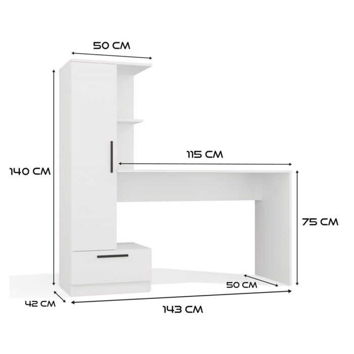Cosmo Desk & Bookcase Set – White - Image 9