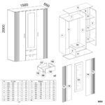 Wardrobe Nova 150 Mirror Oak Beige - Image 9