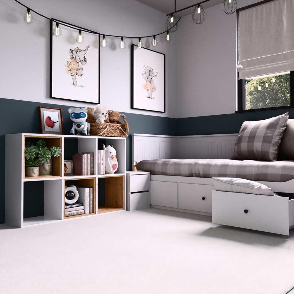 x3_bialy_pokoj Malax 2x3 Modern Cube Bookcase in White Matt - Image 3