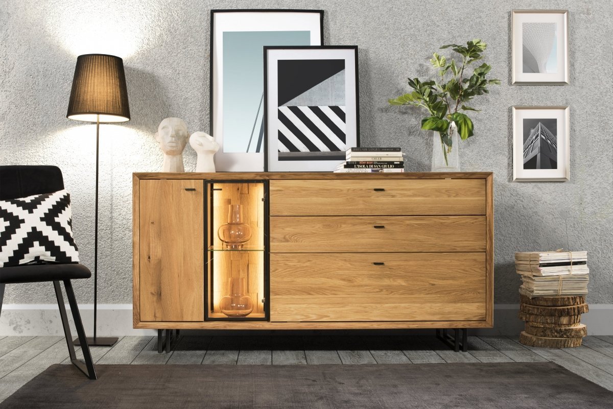 Stylish chest of drawers with multiple compartments in modern UK bedroom interior