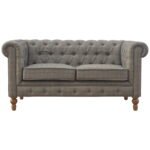 Multi Tweed Chesterfield Sofa - 2 Seater - Solid Wood Legs - W150cm