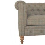Multi Tweed Chesterfield Sofa - 2 Seater - Solid Wood Legs - W150cm - Image 3