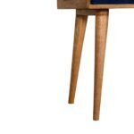 Royal Blue Velvet Tray Ottoman 50cm Solid Mango Wood Legs - Image 6