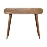 Oak-ish Round Dressing Table - Solid Mango Wood - 3 Drawers - W100cm - Image 9
