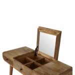 Oak-ish Round Dressing Table - Solid Mango Wood - 3 Drawers - W100cm - Image 4