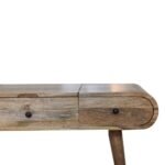 Oak-ish Round Dressing Table - Solid Mango Wood - 3 Drawers - W100cm - Image 6