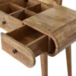 Oak-ish Round Dressing Table - Solid Mango Wood - 3 Drawers - W100cm - Image 7