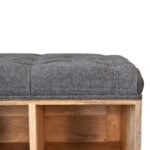 Mini Shoe Storage Ottoman 55cm Black Tweed & Solid Mango Wood - Image 4