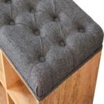 Mini Shoe Storage Ottoman 55cm Black Tweed & Solid Mango Wood - Image 5