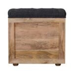Mini Shoe Storage Ottoman 55cm Black Tweed & Solid Mango Wood - Image 9