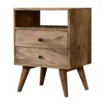 Classic Bedside Table - Oak-ish Finish - Solid Mango Wood - W45cm - Image 2