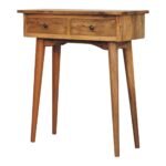 Mini Hallway Console Table - Oak-ish Finish - Solid Mango Wood - W70cm - Image 2