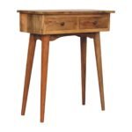 Mini Hallway Console Table - Oak-ish Finish - Solid Mango Wood - W70cm - Image 3