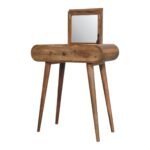 Mini Round Dressing Table - Oak-ish Finish - Solid Wood - W70cm - Image 4
