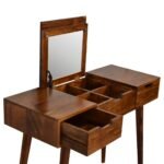 Foldable Mirror Dressing Table - Chestnut Finish - Solid Wood - W100cm - Image 4
