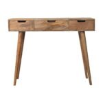 Oak-ish Dressing Table - Solid Mango Wood - 3 Drawers - W100cm