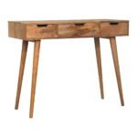 Oak-ish Dressing Table - Solid Mango Wood - 3 Drawers - W100cm - Image 2