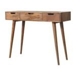 Oak-ish Dressing Table - Solid Mango Wood - 3 Drawers - W100cm - Image 3