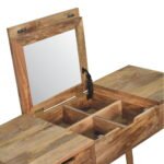 Oak-ish Dressing Table - Solid Mango Wood - 3 Drawers - W100cm - Image 4
