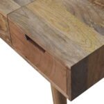 Oak-ish Dressing Table - Solid Mango Wood - 3 Drawers - W100cm - Image 5