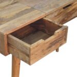 Oak-ish Dressing Table - Solid Mango Wood - 3 Drawers - W100cm - Image 6