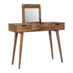 Oak-ish Dressing Table - Solid Mango Wood - 3 Drawers - W100cm - Image 7