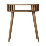 Ariella Console Table 70cm Solid Mango Wood Oak Finish Japandi