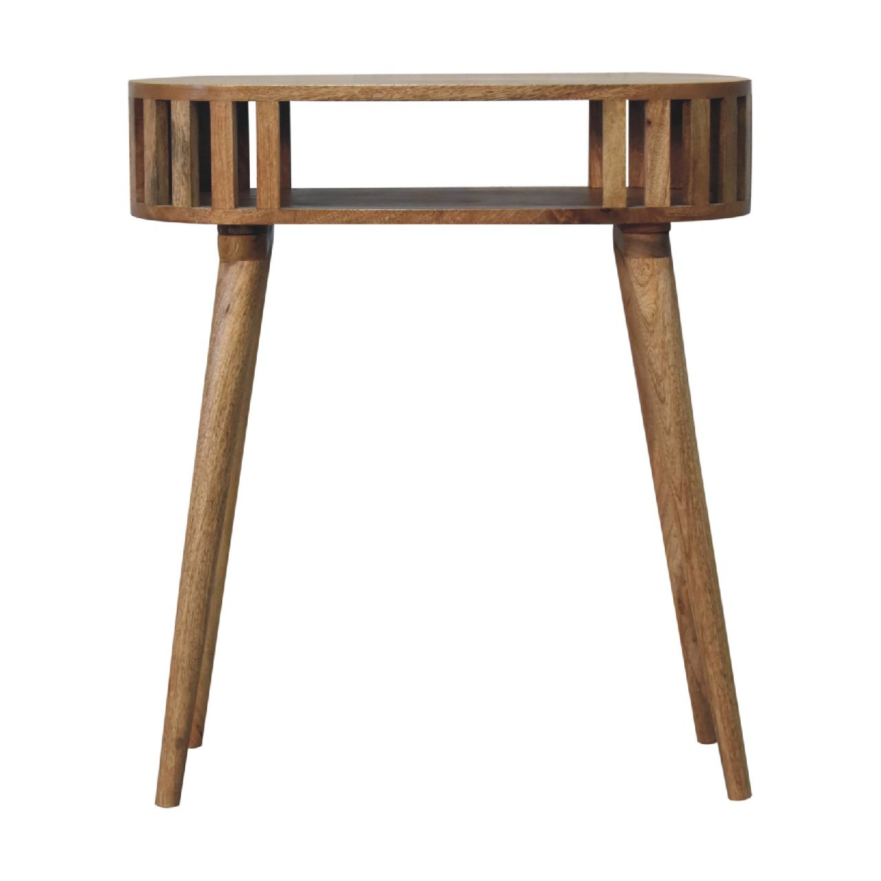 IN3415-1-1.jpg Ariella Console Table 70cm Solid Mango Wood Oak Finish Japandi - Image 1