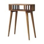 Ariella Console Table 70cm Solid Mango Wood Oak Finish Japandi - Image 2