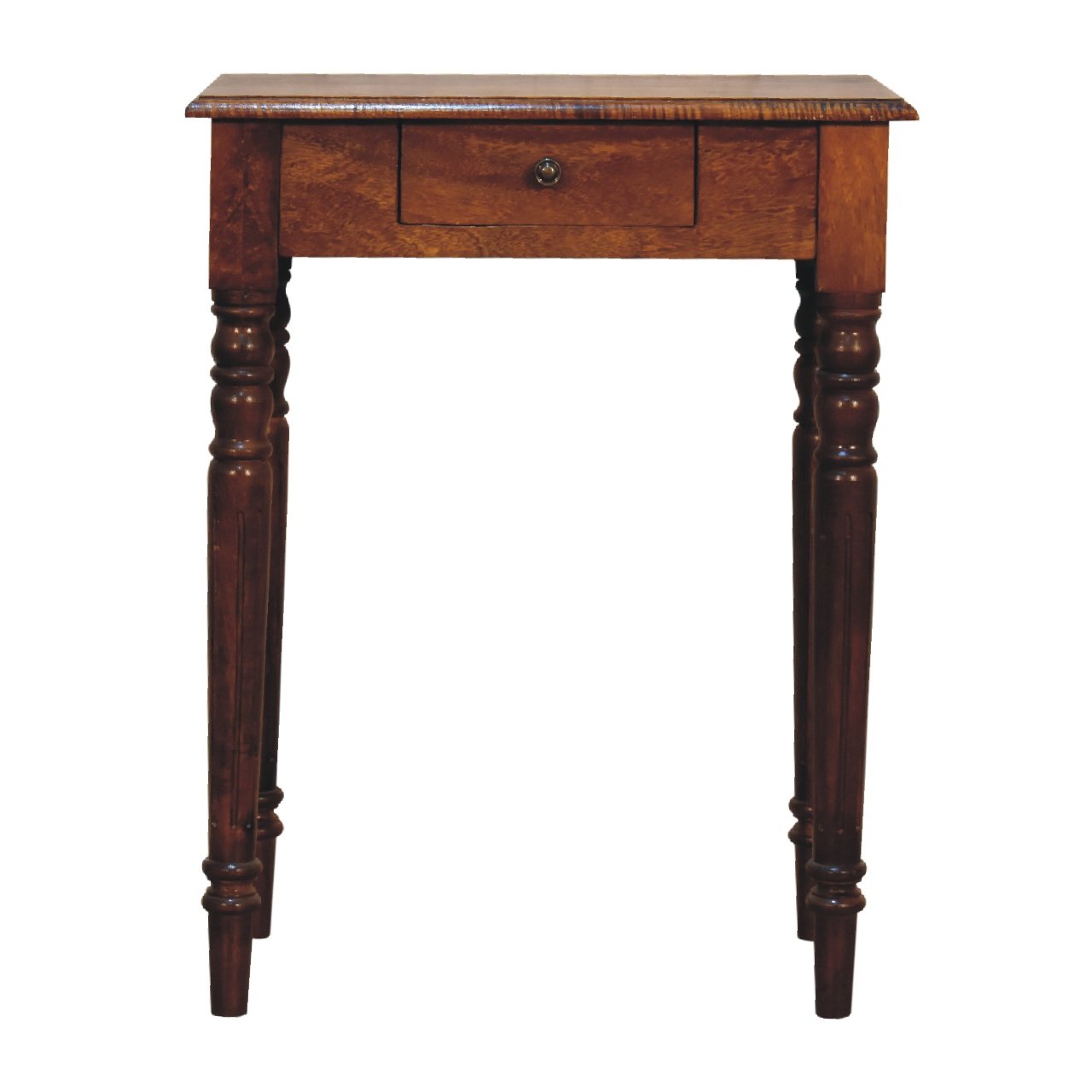 IN3446-1-3.jpg Turned Leg Writing Desk - Chestnut Finish - Solid Wood - W60cm - Image 1