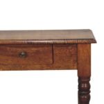 Turned Leg Writing Desk - Chestnut Finish - Solid Wood - W60cm - Image 4