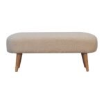 Boucle Hallway Bench - Cream Cotton Upholstery - Nordic Style - W92cm