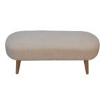 Boucle Hallway Bench - Cream Cotton Upholstery - Nordic Style - W92cm - Image 4