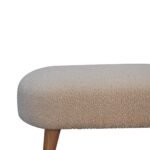 Boucle Hallway Bench - Cream Cotton Upholstery - Nordic Style - W92cm - Image 5