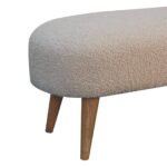Boucle Hallway Bench - Cream Cotton Upholstery - Nordic Style - W92cm - Image 8