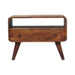 Mini Curved TV Media Unit - Chestnut Finish - Compact - W60cm