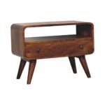 Mini Curved TV Media Unit - Chestnut Finish - Compact - W60cm - Image 2