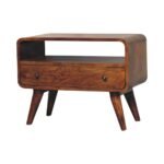 Mini Curved TV Media Unit - Chestnut Finish - Compact - W60cm - Image 3