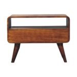 Mini Curved TV Media Unit - Chestnut Finish - Compact - W60cm - Image 9