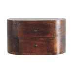 Lunar Floating Bedside Table - Chestnut Finish - 2 Drawers - W45cm