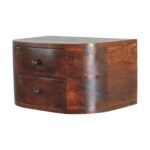 Lunar Floating Bedside Table - Chestnut Finish - 2 Drawers - W45cm - Image 3