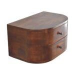 Lunar Floating Bedside Table - Chestnut Finish - 2 Drawers - W45cm - Image 5