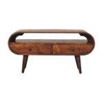 Curved TV Stand - Chestnut Finish - Circular Edge Design - W90cm