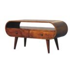 Curved TV Stand - Chestnut Finish - Circular Edge Design - W90cm - Image 2