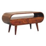 Curved TV Stand - Chestnut Finish - Circular Edge Design - W90cm - Image 3