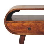 Curved TV Stand - Chestnut Finish - Circular Edge Design - W90cm - Image 4