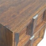Quad Bedside Table - Chestnut Finish - Geometric Drawer Front - W40cm - Image 5
