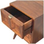 Quad Bedside Table - Chestnut Finish - Geometric Drawer Front - W40cm - Image 6