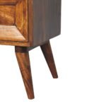 Quad Bedside Table - Chestnut Finish - Geometric Drawer Front - W40cm - Image 7