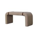 Boucle Bench with Leather Strap 94cm Cream Cotton & Solid Wood - Image 2